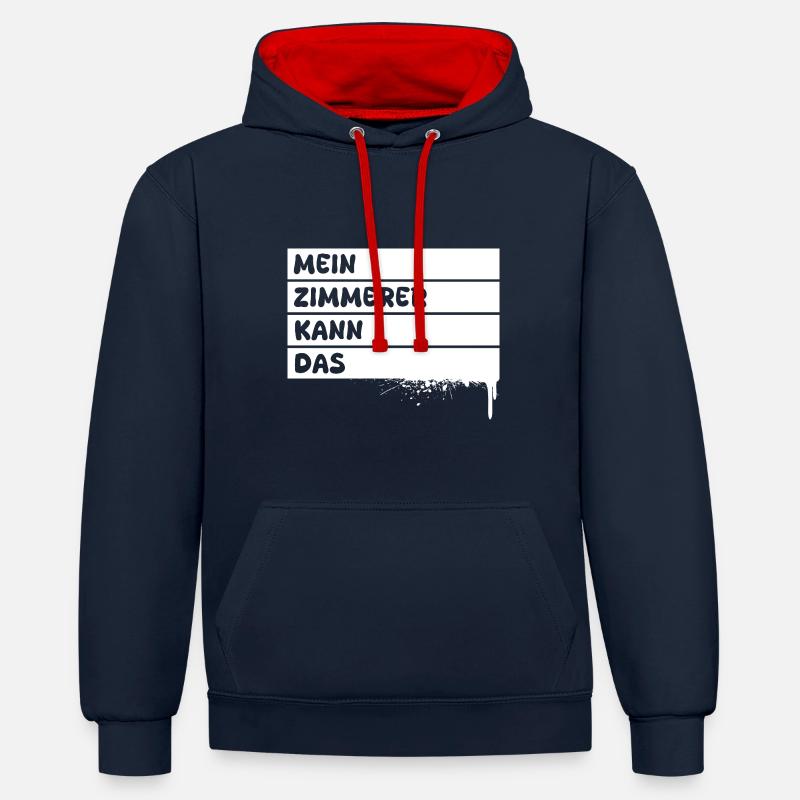 Zimmerer - Kontrast-Hoodie - Navy/Rot