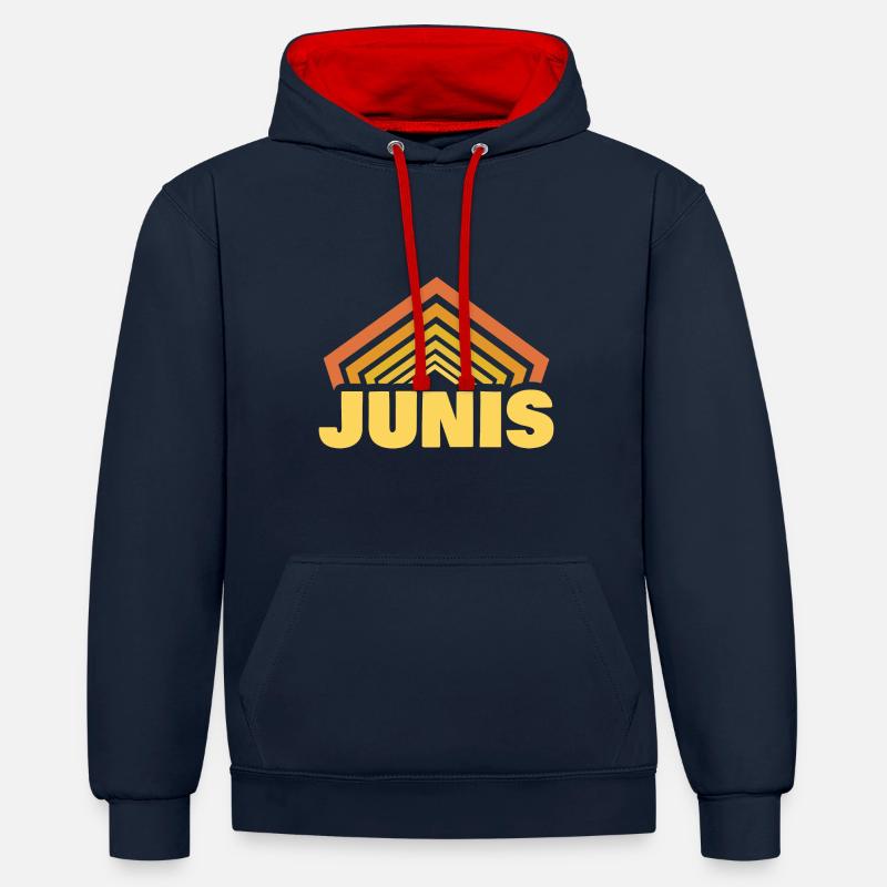 Cadeau pour Junis - Sweat à capuche contrasté - bleu marine/rouge
