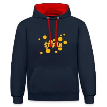 Gift for Stefan - Contrast hoodie - navy/red - Front - Anna (173cm) & Nico (186cm)