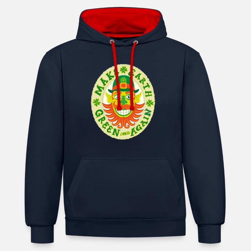 Make Earth green once again - Contrast hoodie - navy/red