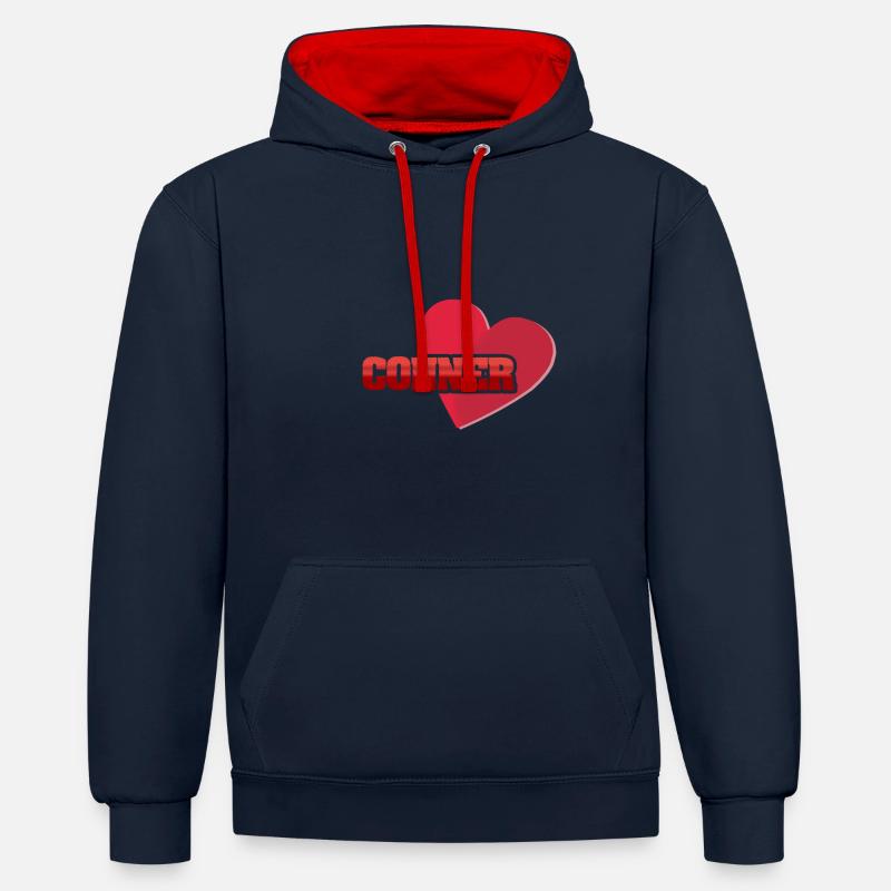 Cadeau pour Conner - Sweat à capuche contrasté - bleu marine/rouge