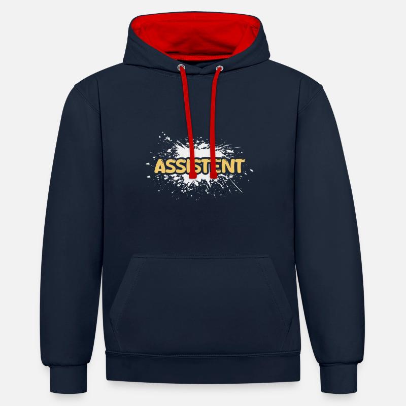 Assistant - Sweat à capuche contrasté - bleu marine/rouge