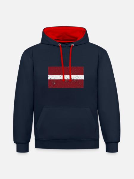 Gift for Latvia - Contrast hoodie - navy/red