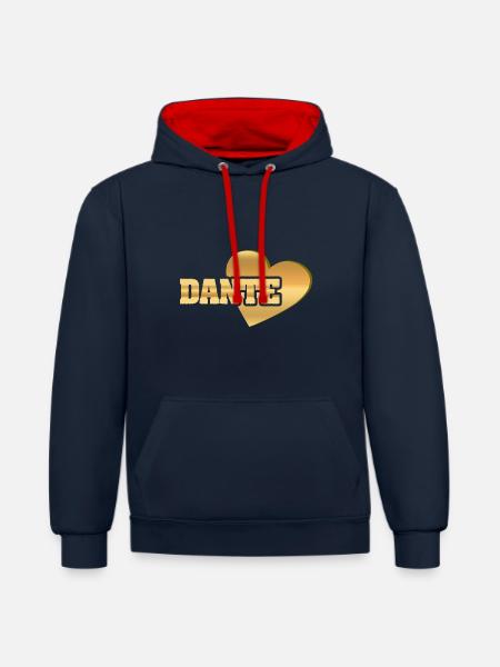 Dante as Gold - Contrast hoodie - navy/red
