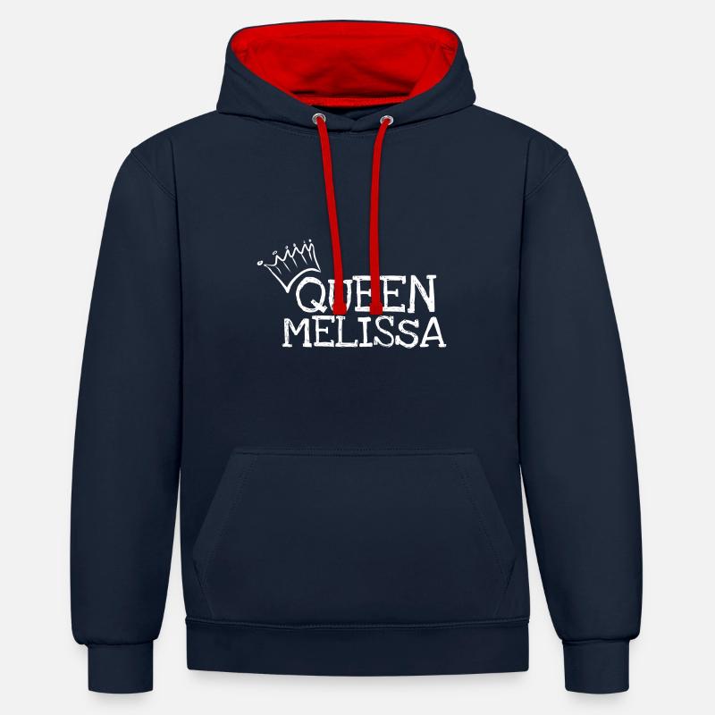 Cadeau pour Melissa - Sweat à capuche contrasté - bleu marine/rouge
