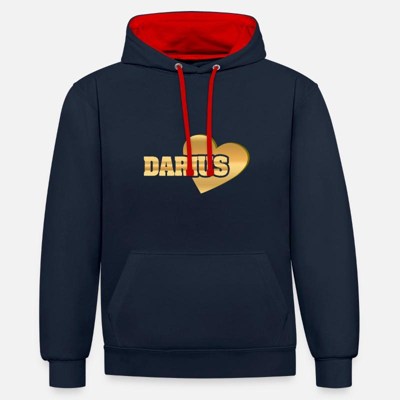 Darius d’or - Sweat à capuche contrasté - bleu marine/rouge