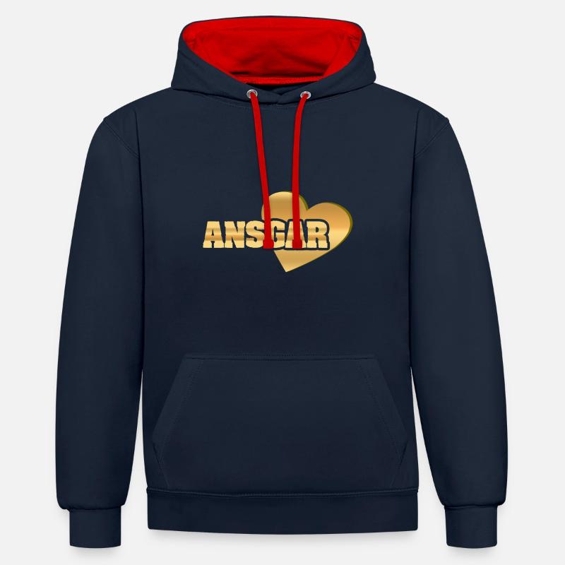 Ansgar d’or - Sweat à capuche contrasté - bleu marine/rouge