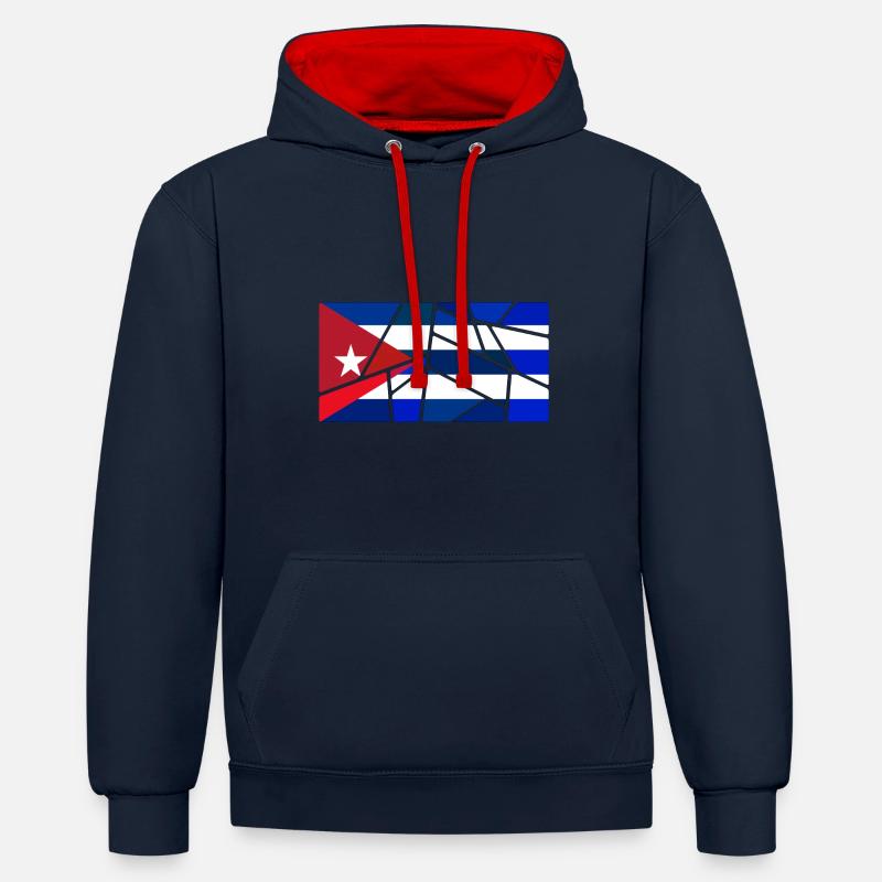Cuba Cuba - Sweat à capuche contrasté - bleu marine/rouge