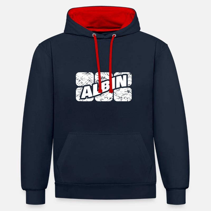 Albin Albin - Sweat à capuche contrasté - bleu marine/rouge