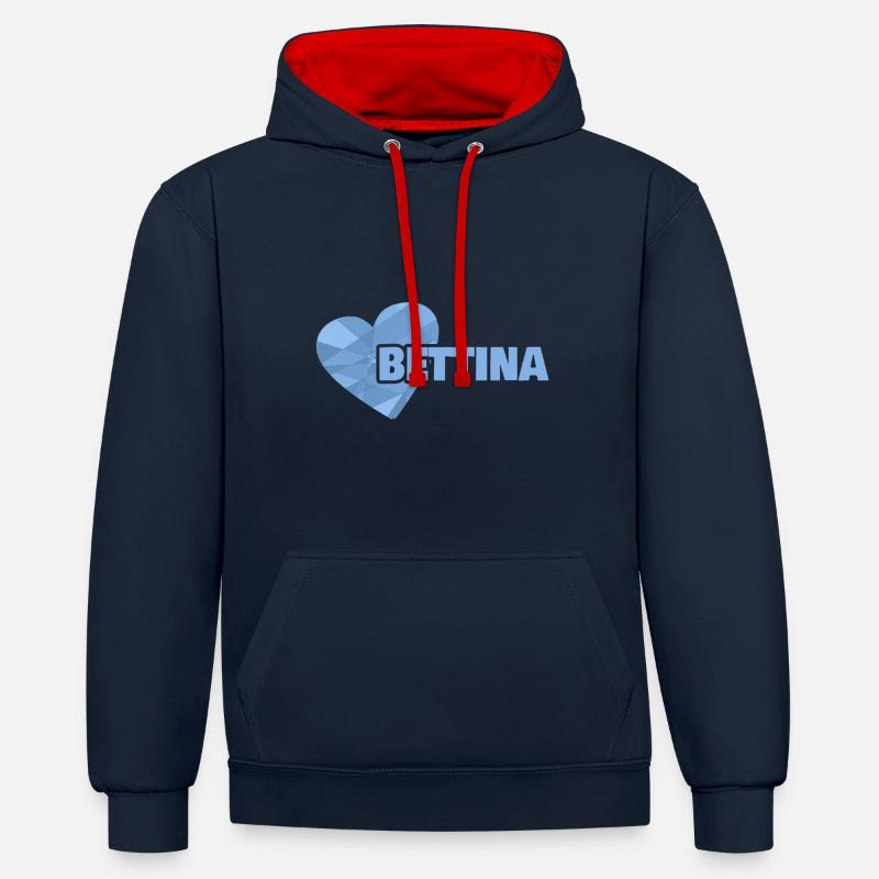 Cadeau pour Bettina - Sweat à capuche contrasté - bleu marine/rouge
