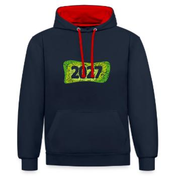 Scratches 2027 - Contrast hoodie - navy/red - Front - Anna (173cm) & Nico (186cm)