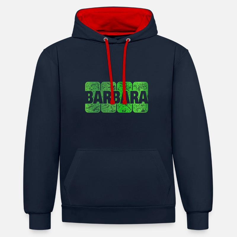 Barbara - Sweat à capuche contrasté - bleu marine/rouge