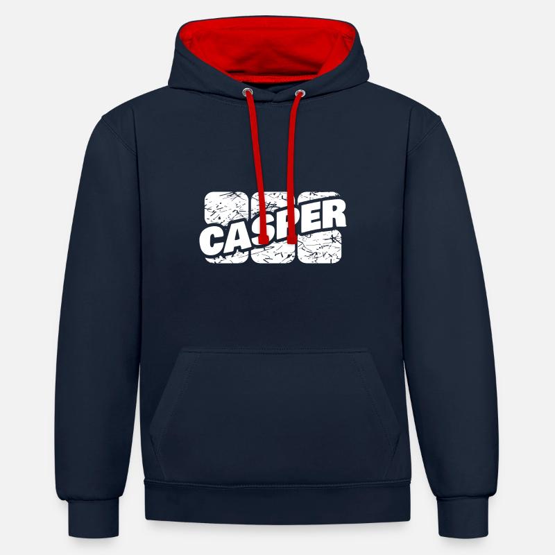 Casper - Sweat à capuche contrasté - bleu marine/rouge
