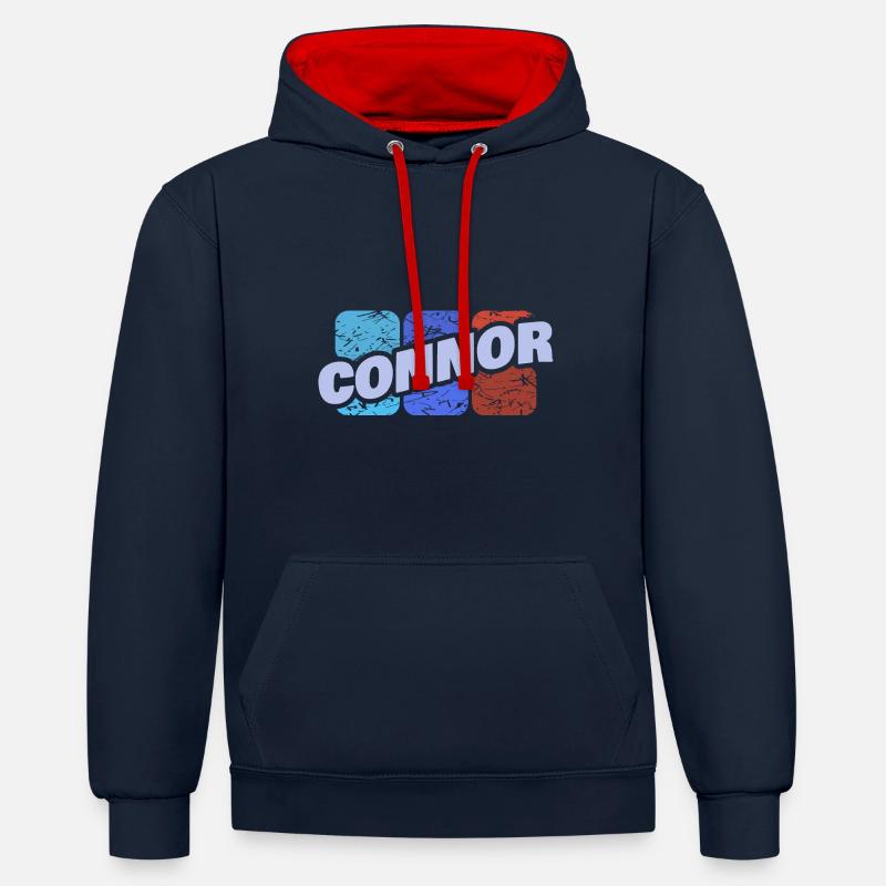Connor Connor - Sweat à capuche contrasté - bleu marine/rouge