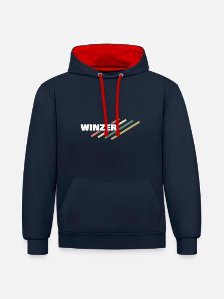 Arbeitsplatz Winzer - Kontrast-Hoodie - Navy/Rot