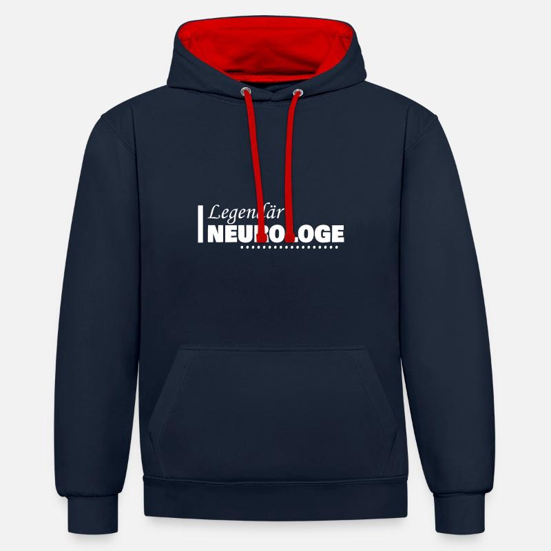 Profession : Neurologue - Sweat à capuche contrasté - bleu marine/rouge