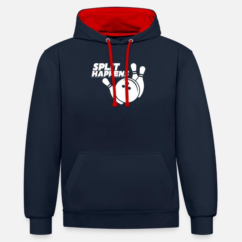 Split happens Bowling Outfit - Kontrast-Hoodie - Navy/Rot