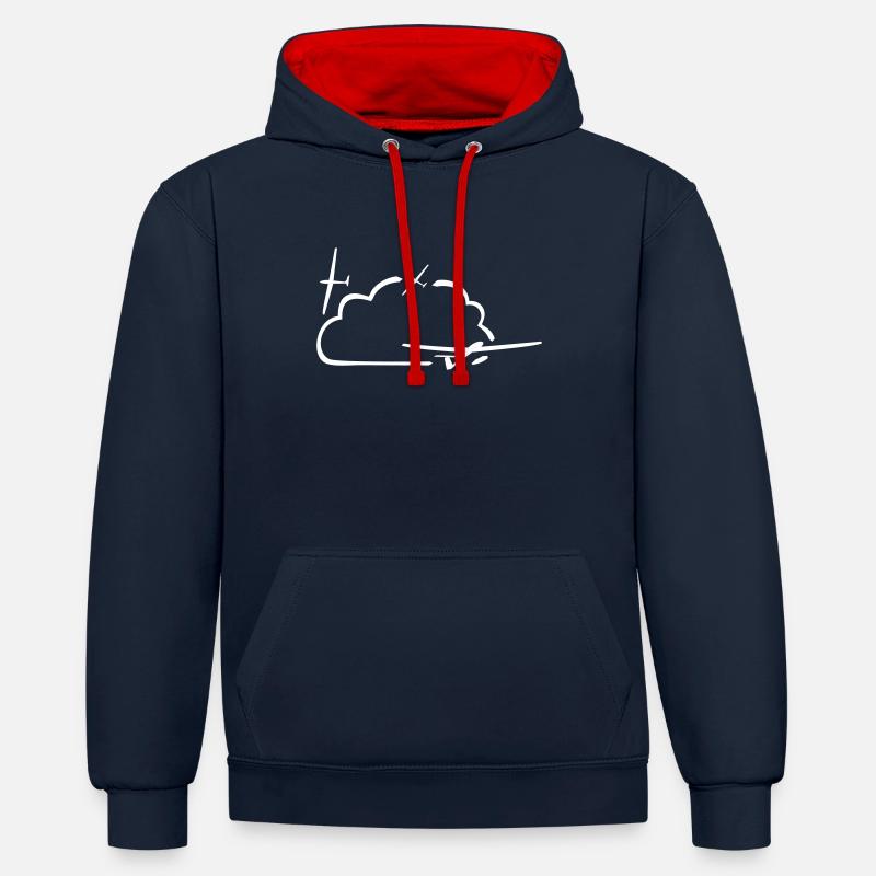 vol à voile - Sweat à capuche contrasté - bleu marine/rouge