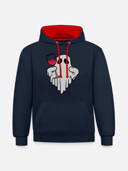 Wine Drinking Spirit Comic - Contrast hoodie - navy/red