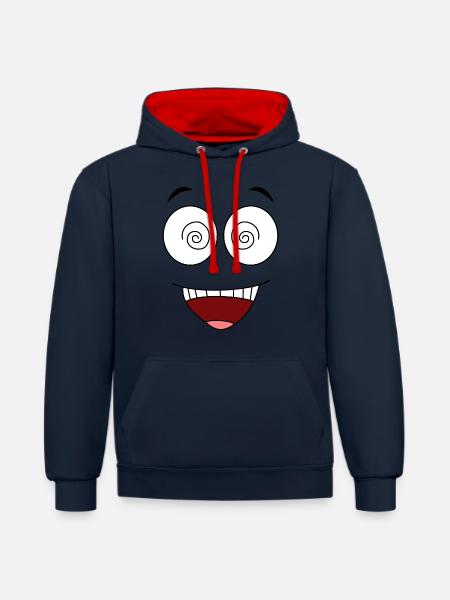 Crazyface - Kontrast-Hoodie - Navy/Rot