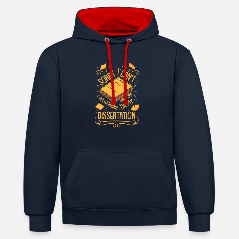 Dissertation Doktorarbeit Thesis Geschenk - Kontrast-Hoodie - Navy/Rot