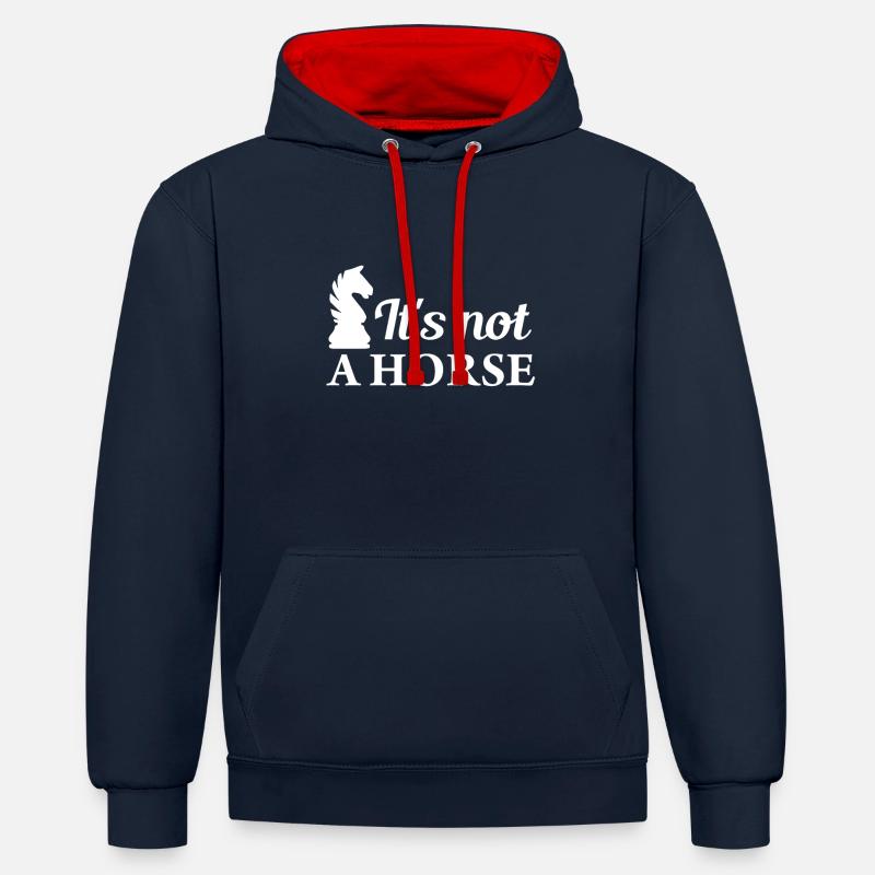 échecs - Sweat à capuche contrasté - bleu marine/rouge