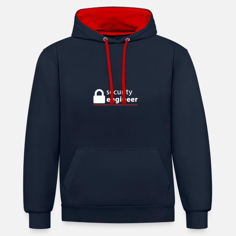 Security Engineer - Sweat à capuche contrasté - bleu marine/rouge