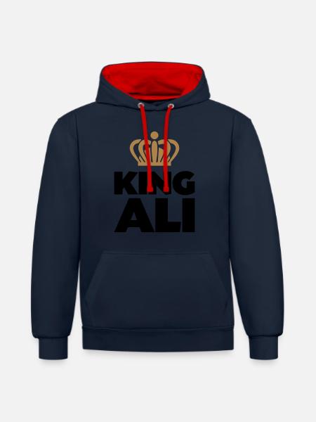 King ali name thing crown - Contrast hoodie - navy/red