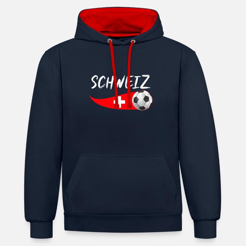 Schweizer Schweiz - Kontrast-Hoodie - Navy/Rot