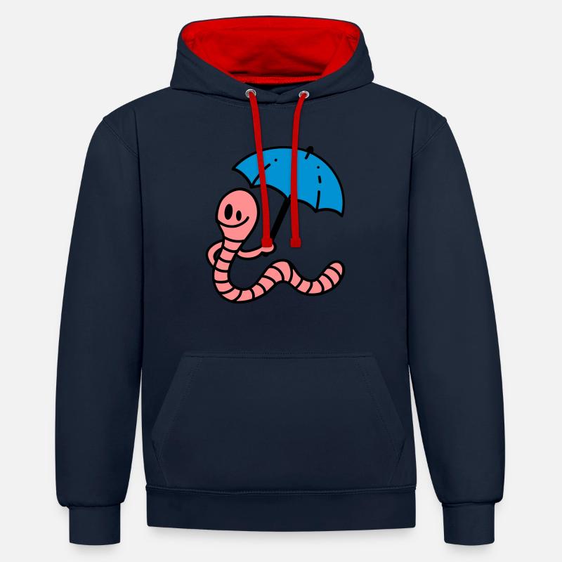 Earthworm - Sweat à capuche contrasté - bleu marine/rouge