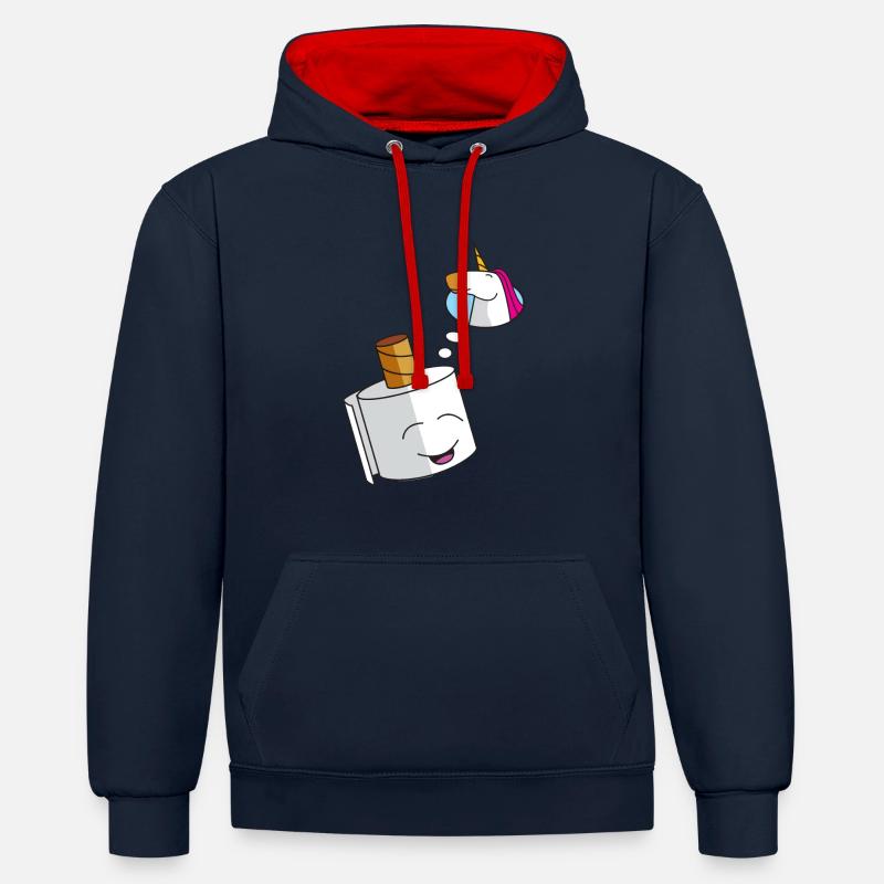 Rêve Licorne - Sweat à capuche contrasté - bleu marine/rouge