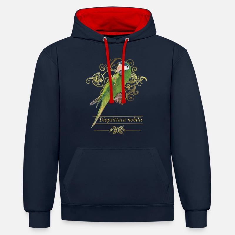 Le noble ara - Sweat à capuche contrasté - bleu marine/rouge