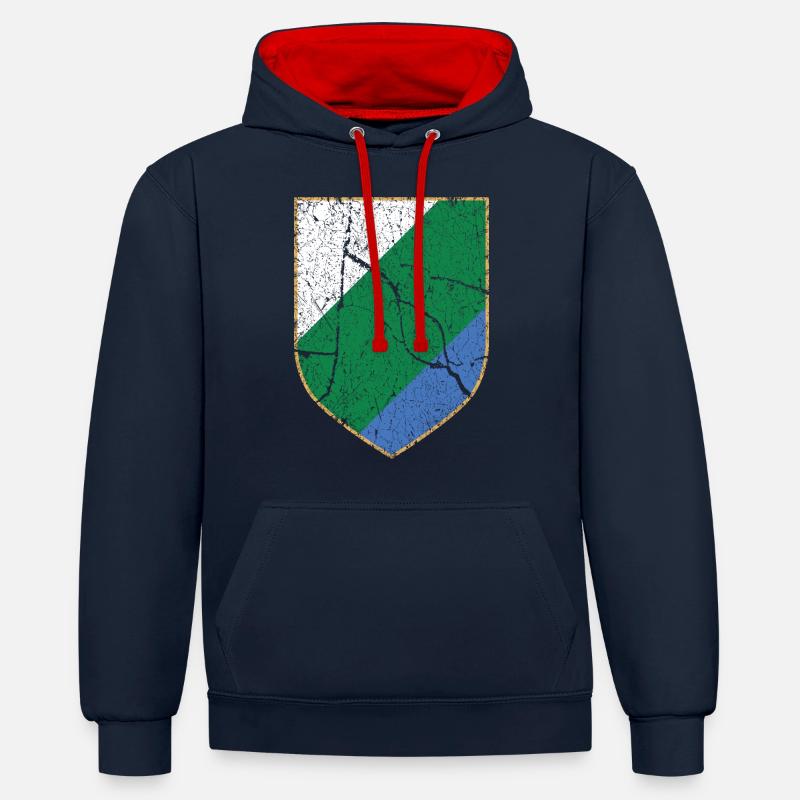 Armoiries des Abruzzes - Sweat à capuche contrasté - bleu marine/rouge