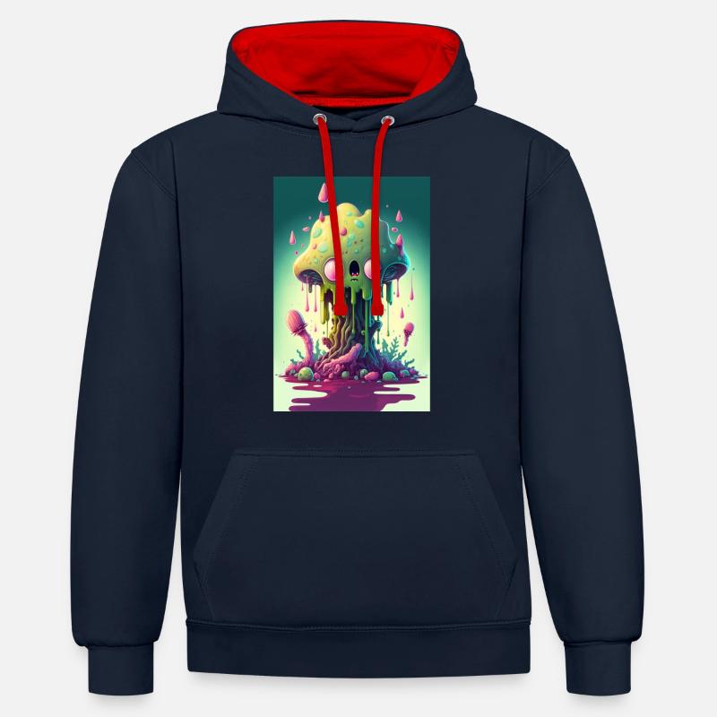 Zombie Gelée - Sweat à capuche contrasté - bleu marine/rouge
