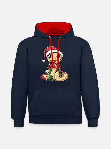 Snake Cobra Christmas - Contrast hoodie - navy/red