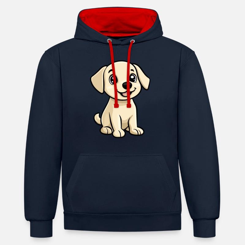 Labrador Dog Comic Cute - Contrast hoodie - navy/red
