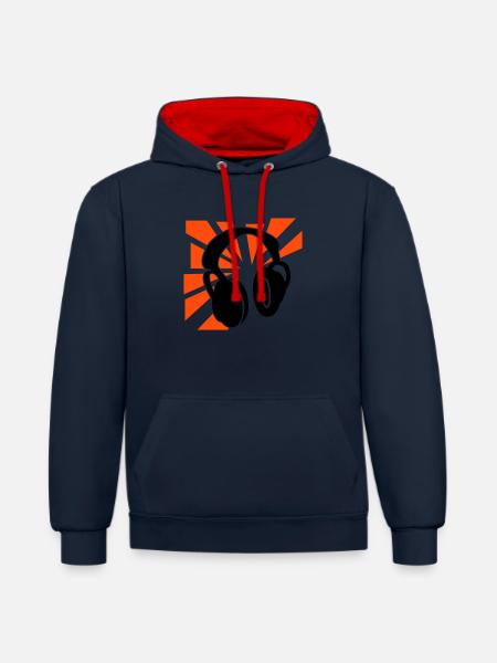 Son Explosé - Sweat à capuche contrasté - bleu marine/rouge