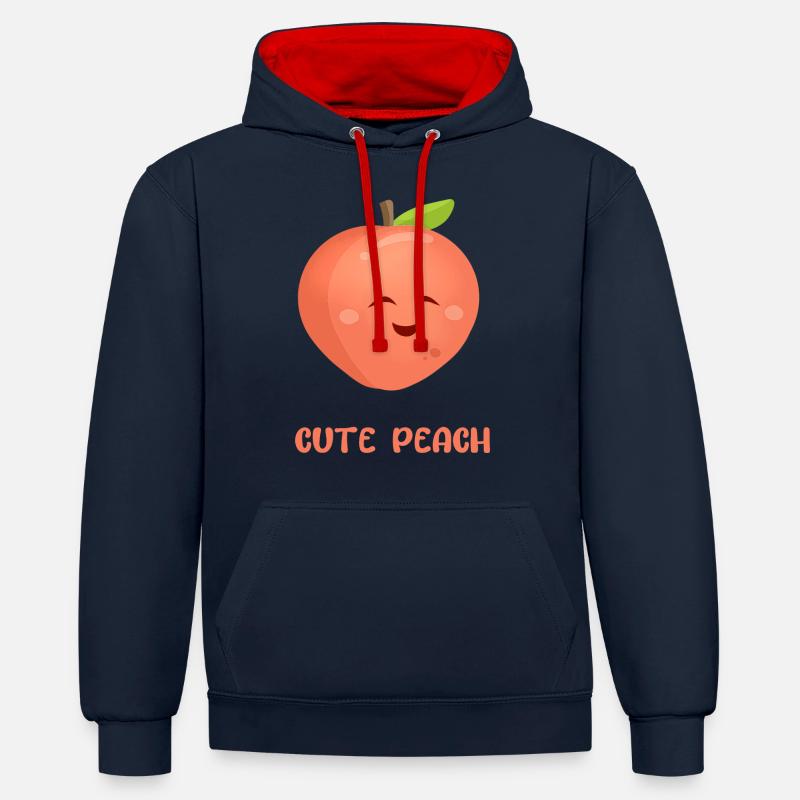 Pêche douce - Sweat à capuche contrasté - bleu marine/rouge