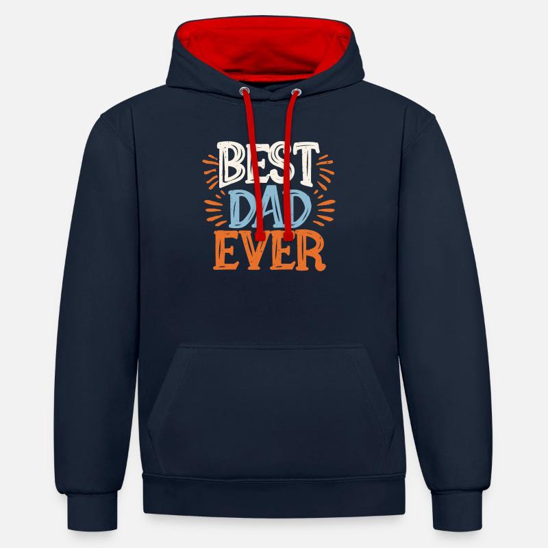 Best dad ever - Sweat à capuche contrasté - bleu marine/rouge