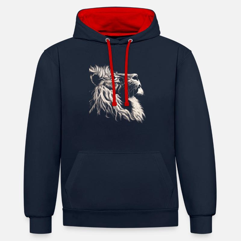 Loewe art oeil bleu blanc - Sweat à capuche contrasté - bleu marine/rouge