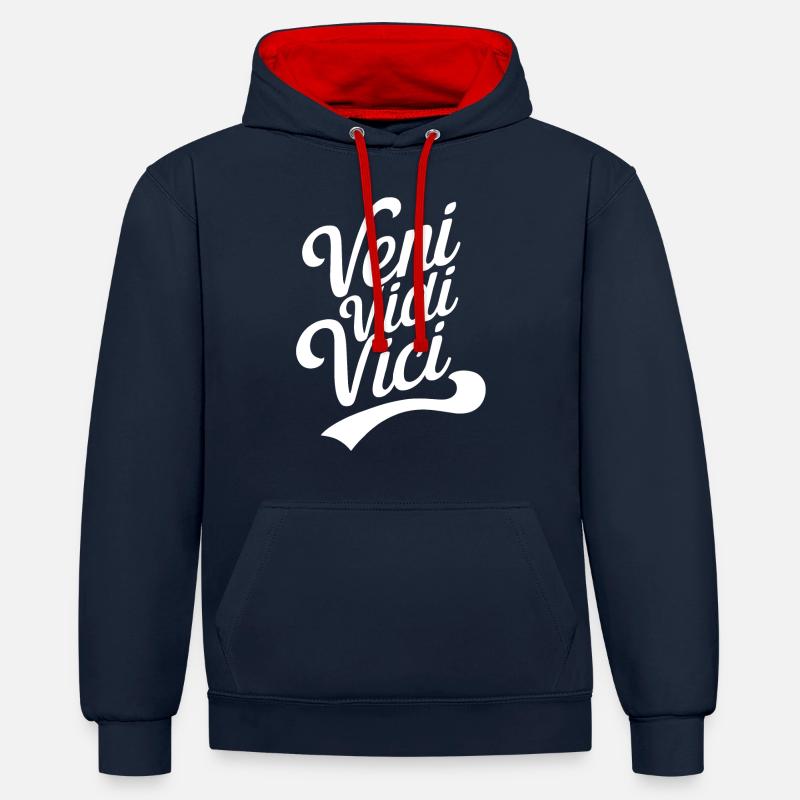 Veni vidi vici - Sweat à capuche contrasté - bleu marine/rouge