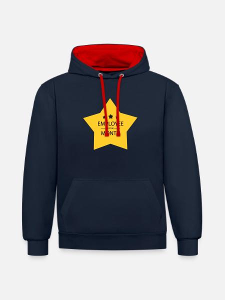 Employé du mois - Sweat à capuche contrasté - bleu marine/rouge