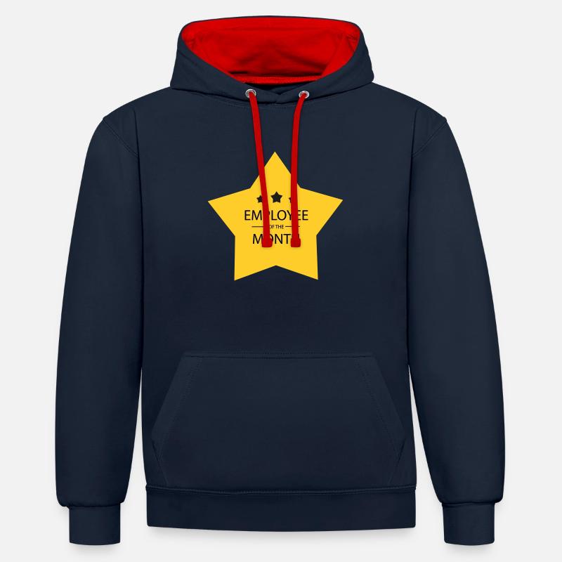 Mitarbeiter des Monats - Kontrast-Hoodie - Navy/Rot