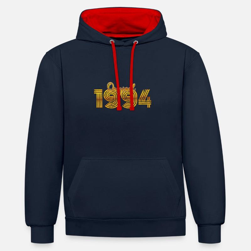 Millésime 1994 - Sweat à capuche contrasté - bleu marine/rouge