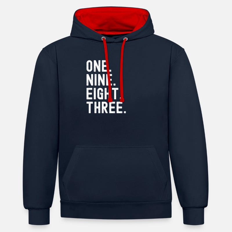 1983 40e anniversaire - Sweat à capuche contrasté - bleu marine/rouge