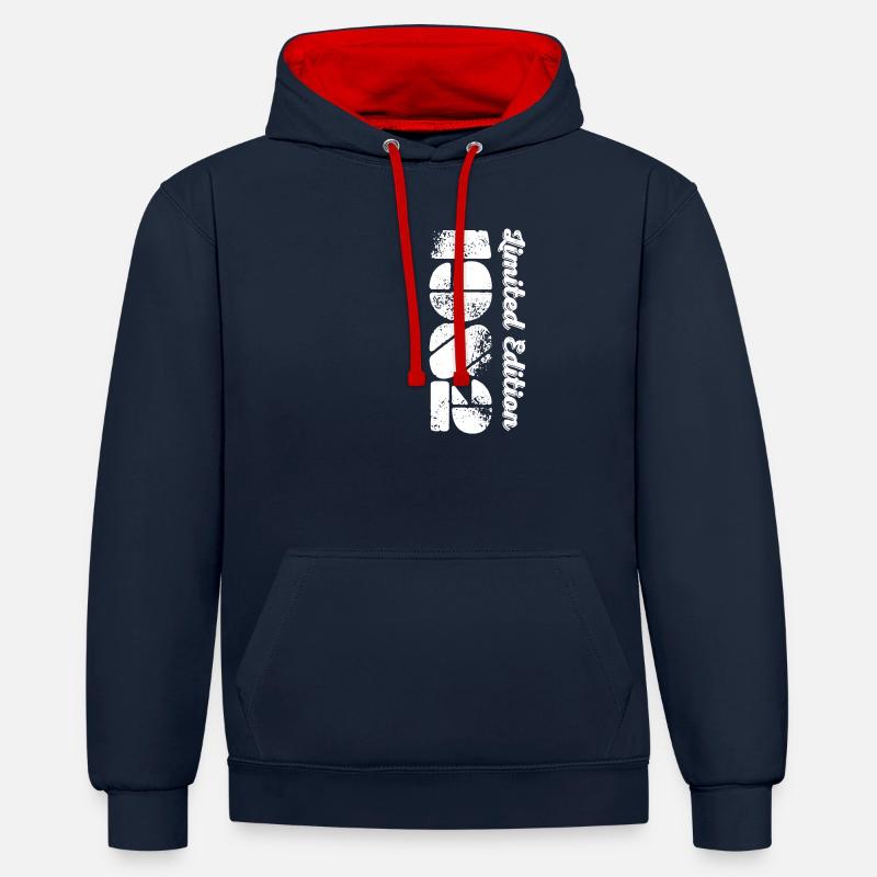 Millésime 1982 - Sweat à capuche contrasté - bleu marine/rouge