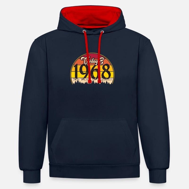Millésime 1968 - Sweat à capuche contrasté - bleu marine/rouge