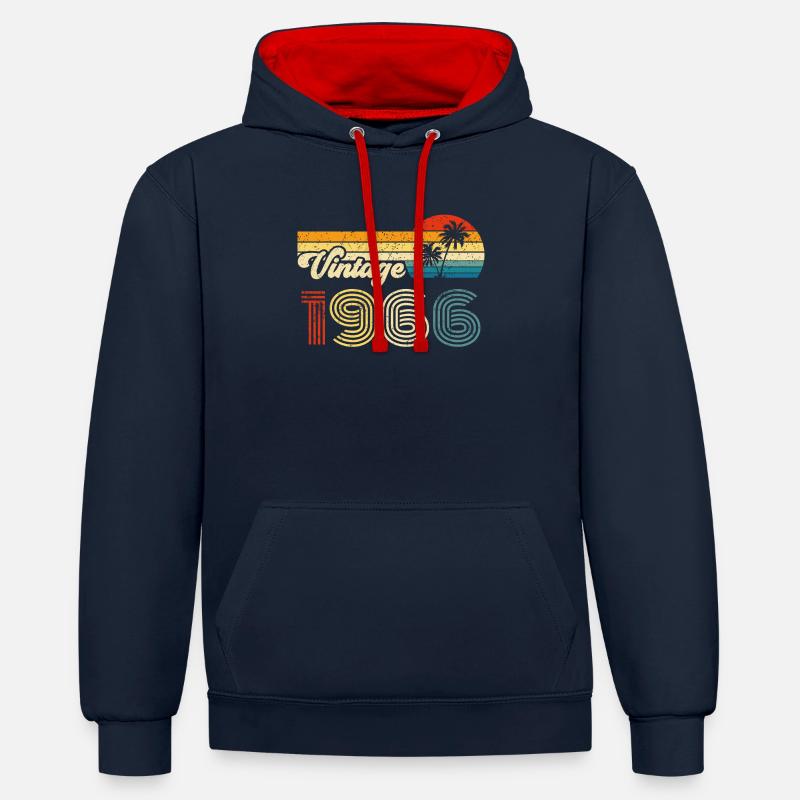 Millésime 1966 - Sweat à capuche contrasté - bleu marine/rouge