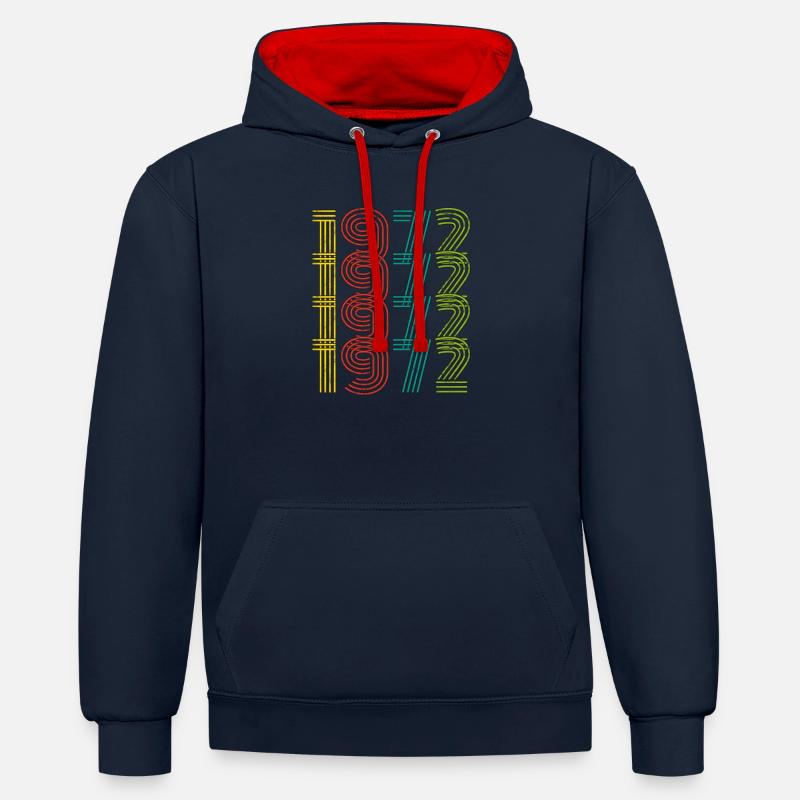 Millésime 1972 - Sweat à capuche contrasté - bleu marine/rouge