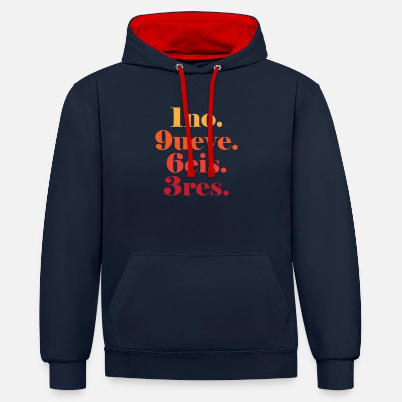 Millésime 1963 - Sweat à capuche contrasté - bleu marine/rouge